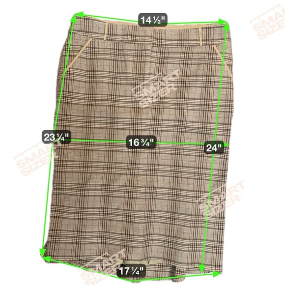 BCBG Max Aria Plaid Pencil Skirt Sz 4 Office Siren Light Acadamia Linen Blend - Picture 5 of 6